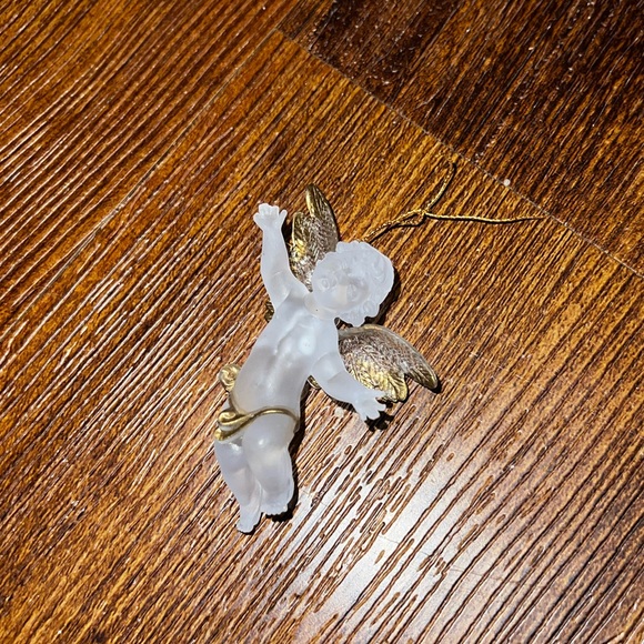 Small Clear Gold Stranded Cherob Angel Ornament - Picture 3 of 7